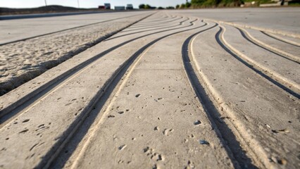 Aufkleber - The concrete slab showcases a unique interplay between smooth and etched surfaces where the grooves carve out paths across the expanse. Examined closely one can see tiny bubbles