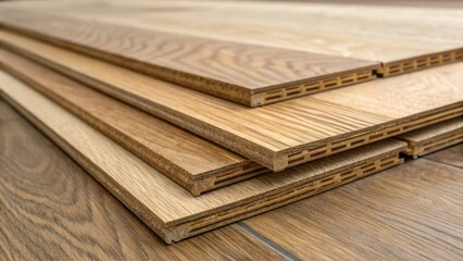Poster - The intricate edges of engineered wood planks are highlighted in this closeup showcasing the precision of their and the seamless joints where each plank meets emphasizing the