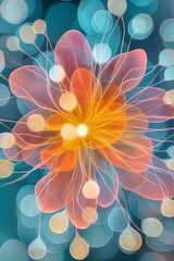 Poster - Vibrant Abstract Flower with Colorful Bokeh Background in Soft Pastel Shades