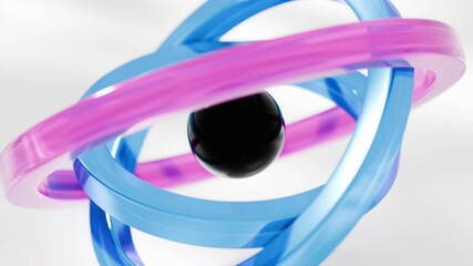 Wall Mural - abstract animation of rotating colorful 3d circles isolated on white background, 4k loop