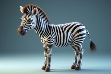 Wall Mural - zebra standing in a pose with a blue background