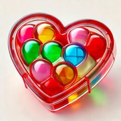 Sticker - glass multicolored heart on a white background