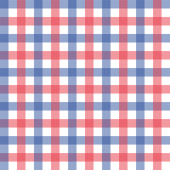 Wall Mural - Gingham seamless pattern.Checkered tartan plaid repeat pattern in blue red white.Geometric vector illustration background wallpaper for fabric and prints.