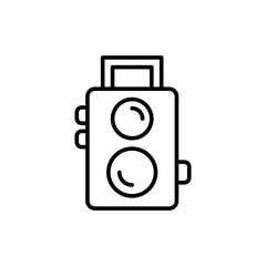 Poster - Vintage camera outline icons, minimalist vector illustration ,simple transparent graphic element .Isolated on white background