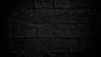 Aufkleber - Black brick wall texture, brick surface for background. Vintage wallpaper.