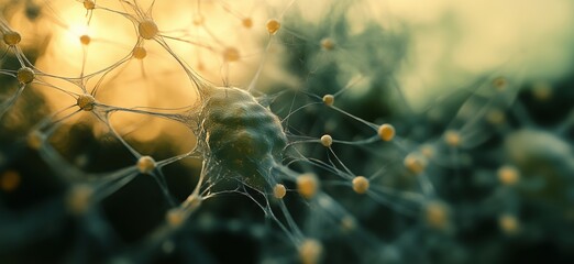 Poster - Neurons and Synapses Interconnected in Neural Network, Abstract Representation of Brain Activity and Communication, copy space for text