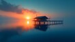 © siyons - Sunrise Over Water House On Stilts Peaceful Scene