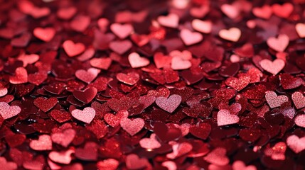 Wall Mural - Heart-shaped confetti scattered around a romantic Valentine's Day gift
