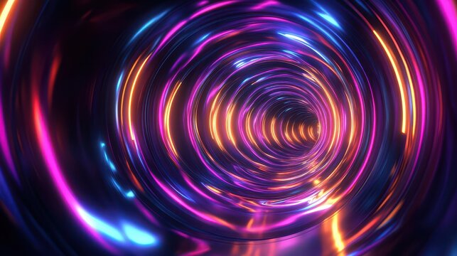 Vibrant light tunnel experience digital art abstract animation futuristic dynamic perspective visual concept