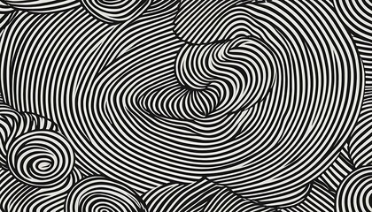 Poster - Abstract Black and White Swirling Line Art Design