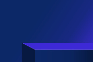Wall Mural - the corner of the blue table with light shining down, blank blue product studio background, stage, p