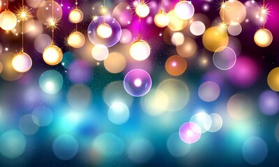 Poster - Colorful Bokeh Lights with Sparkling Ornaments