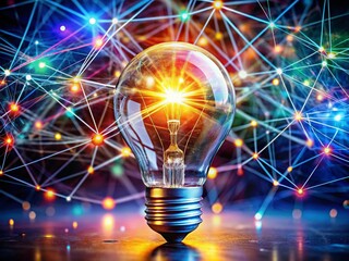 Poster - Innovative Idea: Glowing Lightbulb with Network Connections, Futuristic Technology Concept
