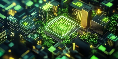 Poster - Digital Landscape of a Technologically Advanced Smart City at Night : Generative AI