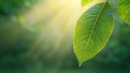 A close up of a green leaf on a tree branch