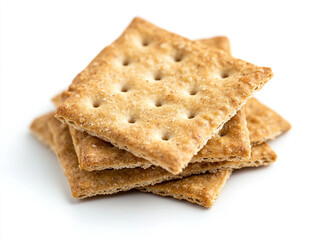 Close up the healthy whole wheat cracker on white background ai generated