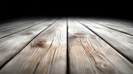 Wall Mural - A wooden floor with a black background