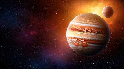 Wall Mural -  An artist's impression of a planet with two planets in the background