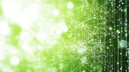 Aufkleber - Complex digital maze of bright green lines intertwined in a network : Generative AI