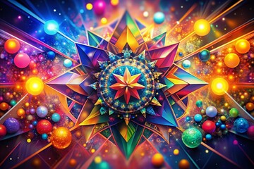 Poster - Low Light Abstract Ballet: Chromatic Kaleidoscope of Geometric Shapes