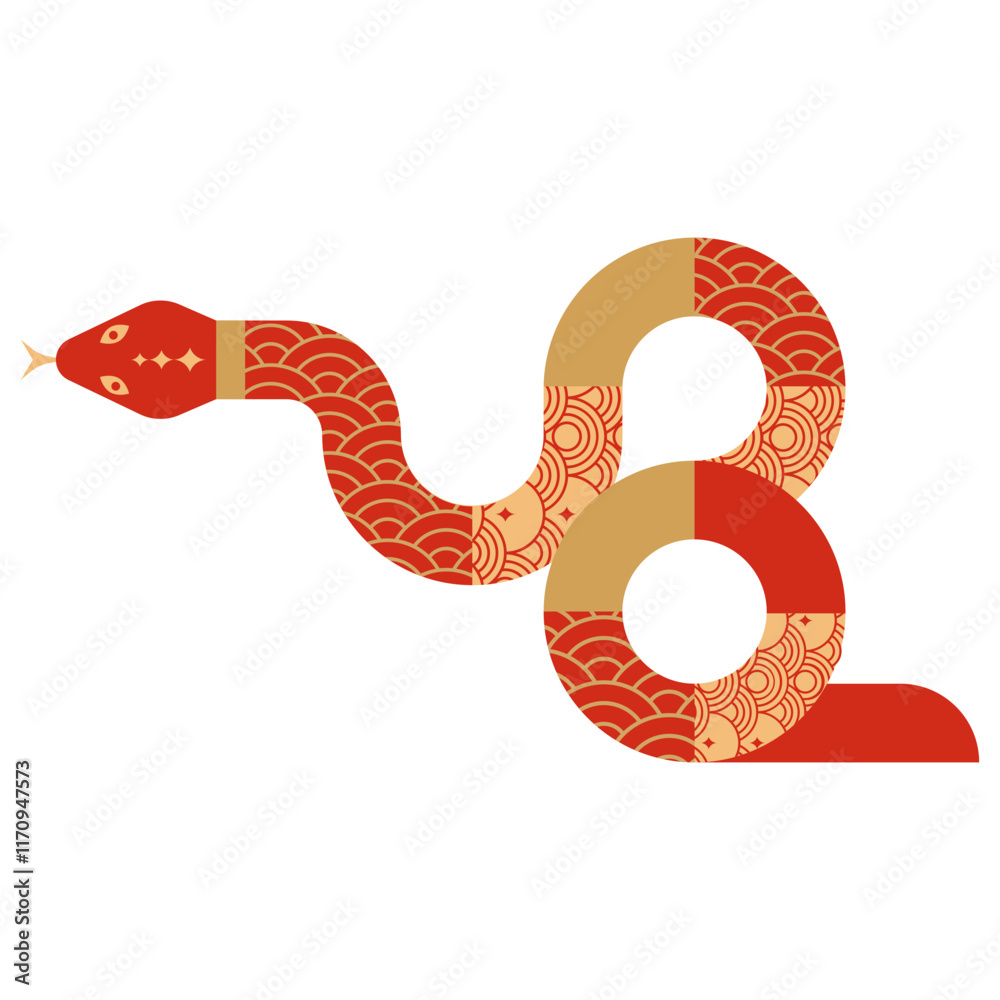 Red snake illustration for chinese new year and zodiac horoscope symbol ...