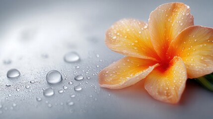 Wall Mural - A single orange flower with water droplets on it