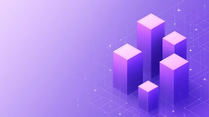 Fototapete - abstract isometric cityscape: digital purple metropolis