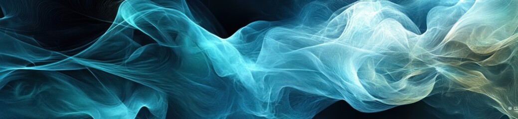 Poster - Abstract Teal and White Smoke Swirls: A Serene Digital Artwork