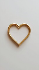 Poster - Simple outline of a heart in gold color on a plain white background, leaving ample negative space around Valentine's day vertical social media concept, photo footage stories reels