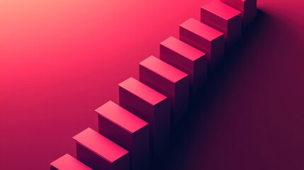 Poster - Abstract red ascending steps on a gradient background.