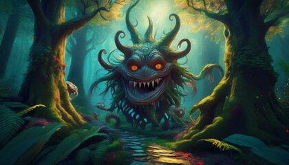 Wall Mural - monster in fairy forest 