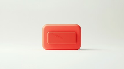 Leinwandbilder - Coral-colored square object with a recessed rectangular panel, isolated on a white background.