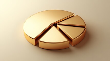 Poster - Gold pie chart divided into four sections on a beige background.