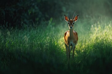 Canvas Print - Springbok standing in a grassy field