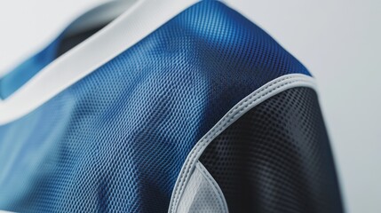 Poster - Close-up of blue and white sports jersey fabric texture.
