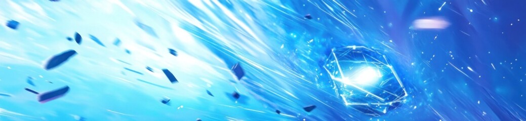 Poster - Abstract blue crystal energy flowing through space.