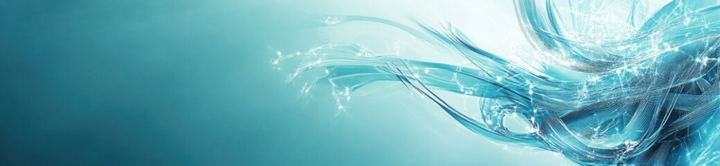 Fototapete - Abstract teal blue water wave splash design.