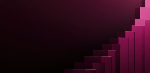 Poster - Abstract dark pink ascending staircase.