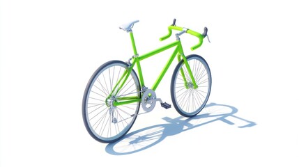Poster - Lime green road bicycle isolated on white background, 3D rendering.