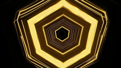 Poster - Abstract Hexagon Background with Golden Glowing Lines and Moving Animation in 4K