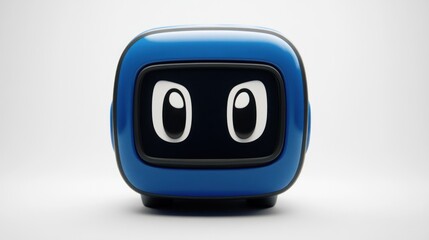 Aufkleber - Cute blue retro TV-shaped robot with large eyes.