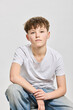 © Stefanie - Studio portrait of teenage boy.