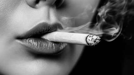 Poster - A woman smoking a cigarette in black and white