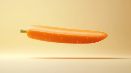 Sticker - A single, levitating carrot against a pale yellow background.