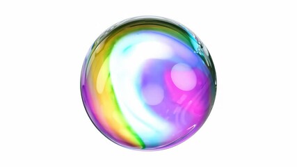 Iridescent Bubble Animation: 3D Looping Video on a White Background