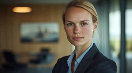 Poster - Confident businesswoman in modern office.