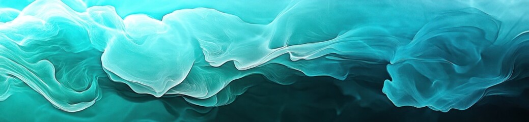 Poster - Abstract teal and white smoke swirls creating a flowing, dynamic pattern.
