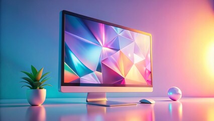 Poster - Minimalist Abstract Screensaver: Geometric Shapes & Soft Hues