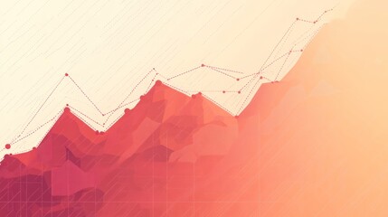 Aufkleber - Abstract polygonal mountain range graphic with upward trending lines.