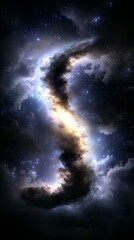Wall Mural - A spiral galaxy in the night sky with stars and clouds